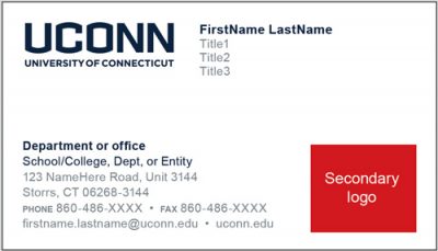 Sample UConn business card