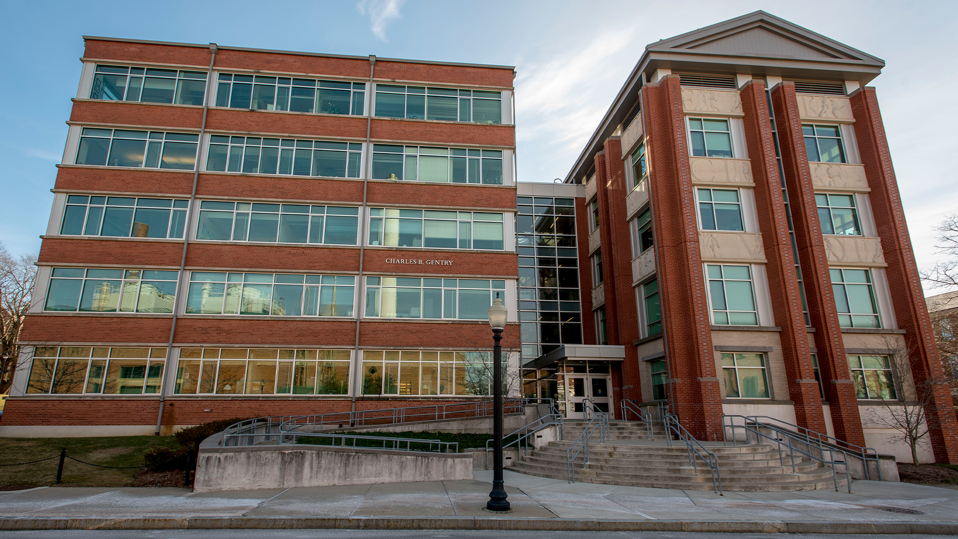 The view of the Gentry Building from Glenbrook Road.