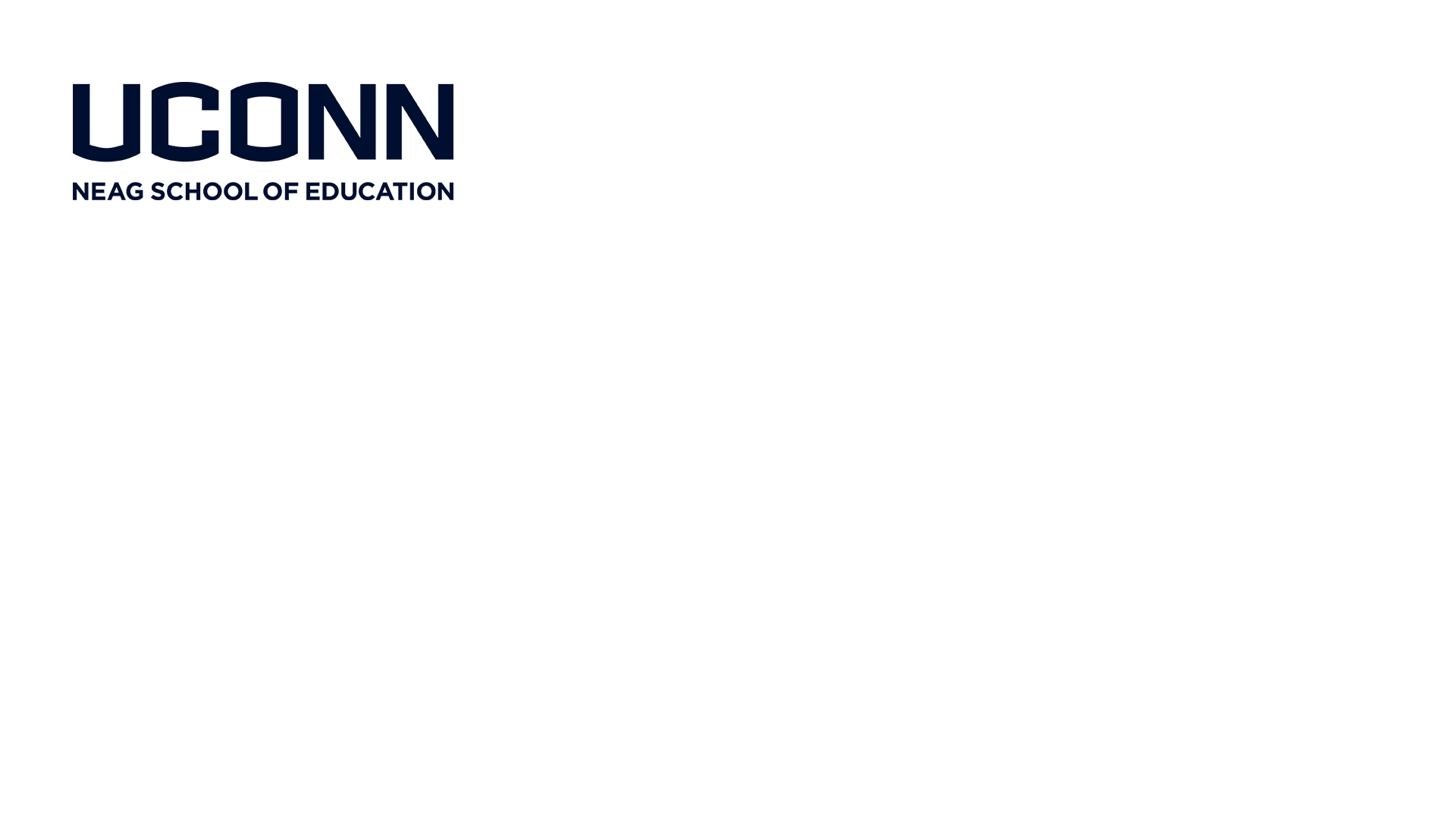 Navy blue UConn Neag School of Education wordmark on a white background